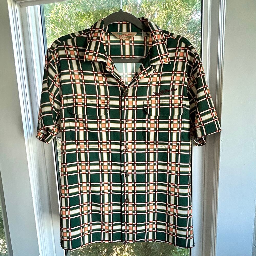 Deus Ex Machina Men’s Large Plaid Button Shirt Retro Short Sleeve